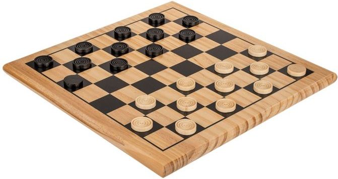 Houten damspel met damstukken en bord 28 x 28 cm - Denkspellen - Dammen