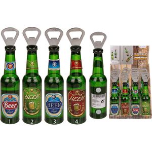 Flesopener bierfles met magneet ca. 21cm groen Kunststof Out of the Blue Opener