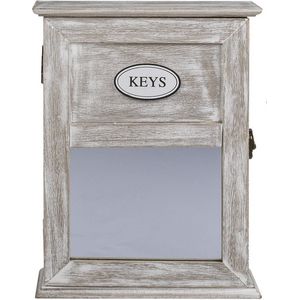 Locker sleutelkastje van hout met antiek-finish 20 x 26.5 cm - Sleutel kluisje/opberg kastje