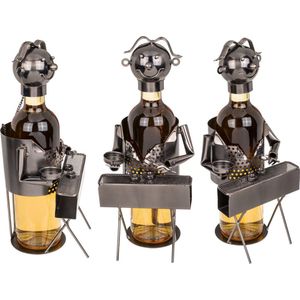 Golfpresentjes-Metalen Flessenhouder- BBQ Chef-wijncadeau-BBQ cadeau-cadeau