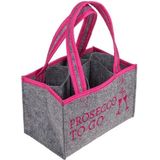 Prosecco To Go Vilten Tas Voor 6 Flessen 23x14,5cm grijs Out of the Blue Wijnrek (23cm x14cm)