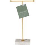 Sieradenrek - Goudkleurig - Met Marmeren Basis - T-Bar Ontwerp