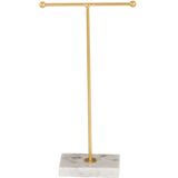 Sieradenrek - Goudkleurig - Met Marmeren Basis - T-Bar Ontwerp