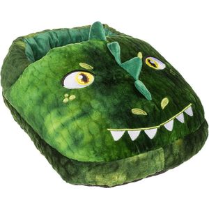 Out of the Blue - voetenwarmer groot slof dinosaurus - one size - 30 x 27 cm - dierensloffen