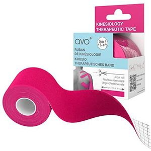 AVO + Kinesiologie Tape - 5m Rol Elastische Therapeutische Sporttape voor Fysio-oefeningen, Spierherstel, Zwelling, Pijn en Blessures, Verbeterde Bloedcirculatie, Waterbestendig, Roze