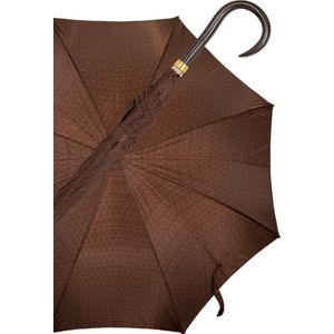 Gastrock Paraplu - Italiaanse satijn stof - Donkerbruin - Luxe paraplu - Lengte 91 cm - Doorsnede doek 61 cm - Aluminium frame - Handvat van metallic gelakt esdoornhout - Paraplu voor dames en heren - Drukknop sluiting