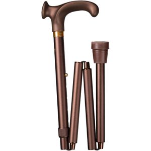 Gastrock - Opvouwbare Wandelstok - Brons - Ergonomisch Handvat - Relax-grip - Aluminium - Lengte 88 - 98 cm