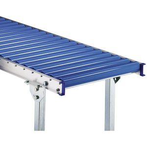 Gura Lichte rollenbaan, aluminiumframe en kunststof draagrollen, baanbreedte 600 mm, asafstand 75 mm, lengte 1 m