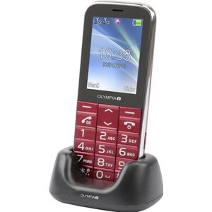 Olympia 2220 Joy II mobiele telefoon voor senioren zonder contract mobiele telefoon met toetsen met grote toetsen krachtige bel camera 2,4 inch mini sim tafellaadstation rood
