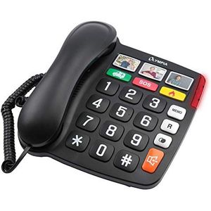Olympia Mobiele telefoon vaste telefoon senioren extra grote keuzetoetsen hoortoestellen compatibel