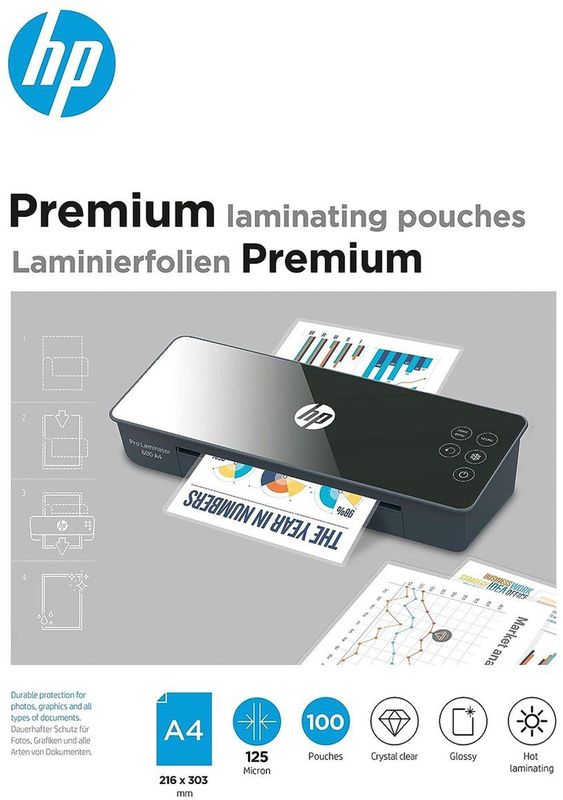 HP Premium Laminierfolien glänzend 100er Pack für A4 125 micron