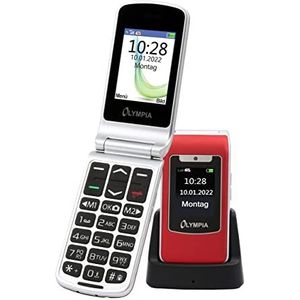 Olympia Style Duo 4G rood inclusief dockingstation klapmobiele telefoon seniorenmobiele telefoon