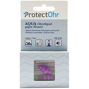 ProtectOhr - Aqua-oordopjes, verpakking met 2 oordopjes, herbruikbare siliconen oordopjes, ideaal voor zwemmen, douchen, watersport, surfen, gehoorbescherming tegen lawaai, extra zacht, paars