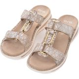 Ara - TAMPA - Slippers - Zandkleur/Zilverkleur - Sleehak - Klittenbandsluiting