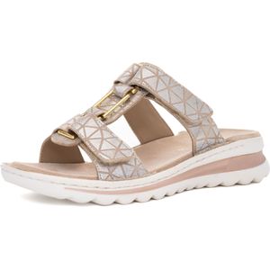 Ara - TAMPA - Slippers - Zandkleur/Zilverkleur - Sleehak - Klittenbandsluiting