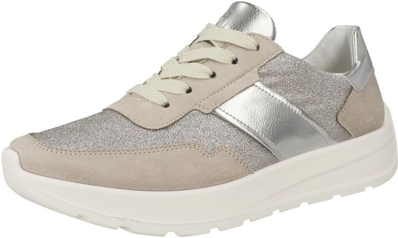 ARA - Sneakers Laag - Lichtbeige / Grijs / Zilver - Leer / Suède
