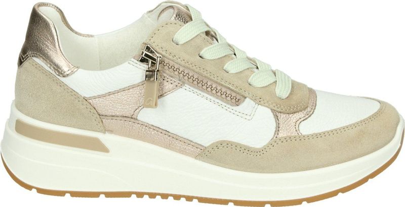 Ara - Garda - Sleehaksneaker - Lichtbeige/Wit - Verwisselbaar Voetbed