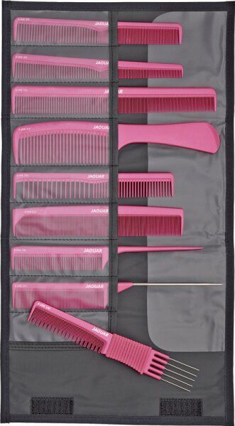 JAGUAR Kammset A-LINE PINK 9-teilig antistatisch mit Aufbewahrungs-Etui