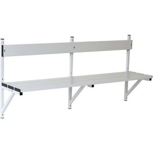Sypro Wandbank, aluminium lijst / roestvast stalen frame, lengte 2000 mm, lichtgrijs