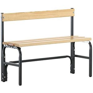 Sypro Kapstok halfhoog met rugleuning, eenzijdig, planken van dennenhout, lengte 1015 mm, antraciet