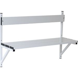 Sypro Wandbank, aluminium lijst / roestvast stalen frame, lengte 1015 mm, lichtgrijs