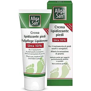 Allga San Lipidicerende voetcrème - Gedroogde en gebarsten voetcrème met ureum 10%, 100 ml, zachte en fluweelzachte voeten van de eerste toepassingen - Helpt bij de contractie van uitdroging en droogheid van de voeten