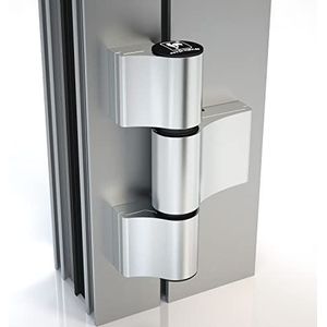 HAHN M9511W000 zilveren deurband 4-at, massieve rolband 3-delig met ankerschroef 20/65/58mm, geanodiseerd aluminium