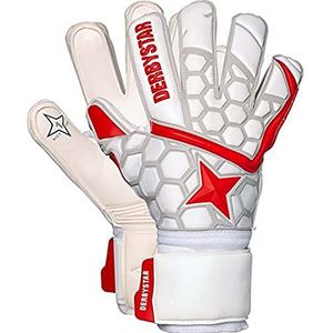 Derbystar APS White Red Star II Keepershandschoenen, uniseks, wit/rood/zilver, maat 12