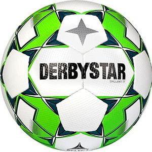 Derbystar 5 stuks glanzende voetbalballen wit/groen/grijs