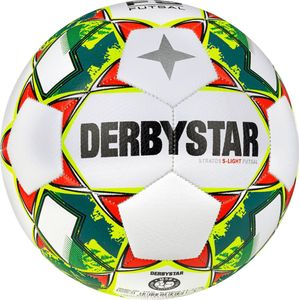 Derbystar Futsal Stratos S-Light v23 Voetbal voor jongens, wit/geel/blauw, maat 4