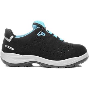 ELTEN Veiligheidsschoenen IMPULSE Lady Aqua Low ESD S1P, dames, sportief, licht, zwart/aqua, stalen neus - maat 36