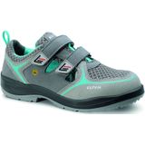 Elten Mila Aqua Easy ESD S1 Veiligheidssandalen voor dames, licht, ademend microvezel/mesh, leervrij, stalen neus, klittenbandsluiting, grijs.