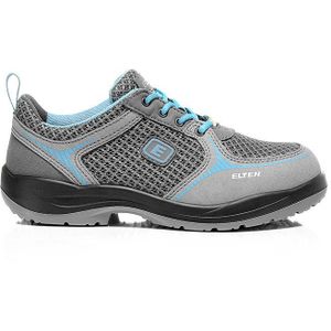 ELTEN Veiligheidsschoenen MILA aqua Low ESD S1, dames, textiel, stalen neus, licht, sportief, grijs/turquoise, maat: 38