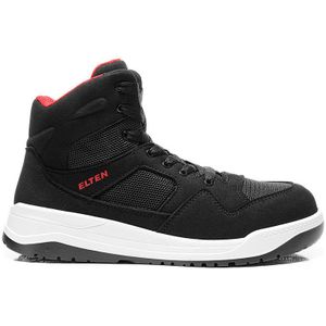 ELTEN LAKERS Black Mid ESD S1P Veiligheidsschoenen voor heren, lichte zwarte kunststof kap, 42 EU