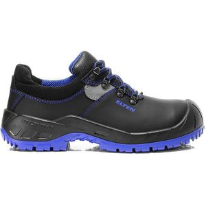 ELTEN ALESSIO Low ESD S3 veiligheidsschoenen, dames en heren, leer, stalen neus, lichtgewicht, robuust, zwart/blauw, maat: 39