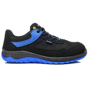 ELTEN Lonny Blue Low ESD S1 Veiligheidsschoenen, voor dames en heren, textiel, stalen neus, licht, sportief, zwart blauw, 39 EU