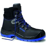 ELTEN Alessio XW Mid ESD S3 Veiligheidsschoenen voor dames en heren, leer, stalen neus, licht, robuust, zwart/blauw, maat 42