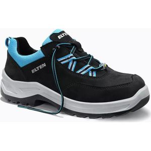 ELTEN Lotte Aqua Low ESD S2 veiligheidsschoenen, dames, leer/textiel, stalen neus, licht, sportief, zwart/turquoise