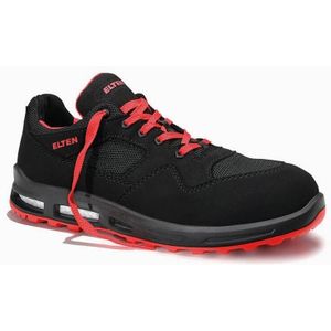 ELTEN LAKERS XXT Low ESD S1P Veiligheidsschoenen voor heren, textiel, kunststof kap (lichter dan stalen neus), licht, sportief, zwart/rood, maat: 43