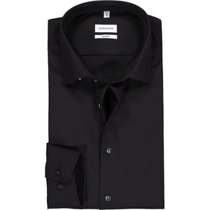 Seidensticker - Shaped Fit Overhemd - Zwart - Strijkvrij - 100% Katoen