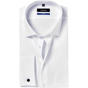 Seidensticker - Wit Effen Overhemd - Katoen - Kent Kraag - Lange Mouwen