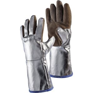 JUTEC Hitzeschutzhandschuhe 5-Finger Universal-Gr. braun / silber - H05LA238-W2