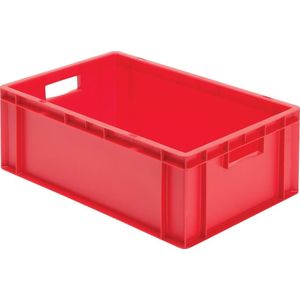 Stapelbak van euroformaat, wanden en bodem dicht, l x b x h = 600 x 400 x 210 mm, rood, VE = 5 stuks