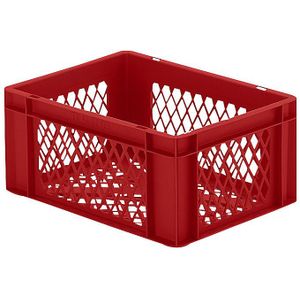 Stapelbak van euroformaat, wanden en bodem geperforeerd, l x b x h = 400 x 300 x 175 mm, rood, VE = 5 stuks