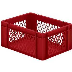 Stapelbak van euroformaat, wanden geperforeerd, bodem dicht, l x b x h = 400 x 300 x 175 mm, rood, VE = 5 stuks