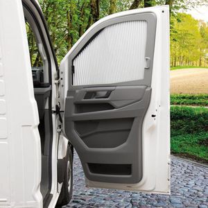 REMIfront V frontverduistering VW Crafter vanaf 2019 / rechterzijde / frame grijs / geplooid lichtgrijs