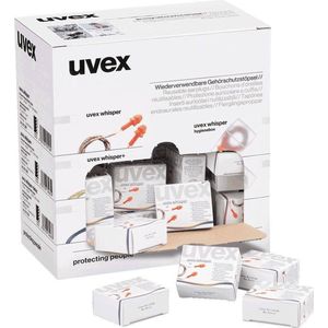 UVEX Whisper SNR 23 dB herbruikbare oordopjes met trekkoord, 6 stuks
