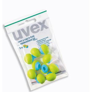 Uvex 2125.351 beugeloorbeschermers, 5 paar, grijs-blauw-groen, effen