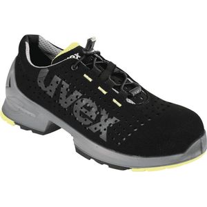 Uvex 1 geperforeerde halfhoge schoen, veiligheidsschoenen S1 SRC, werkschoenen voor dames en heren, zwart/limoen, maat 38, zwart lime, 38 EU