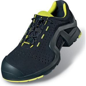 Uvex 1 x tended Support lage schoen, veiligheidsschoenen S1 P SRC, werkschoenen voor dames en heren, zwart/limoen, zwart lime, 42 EU